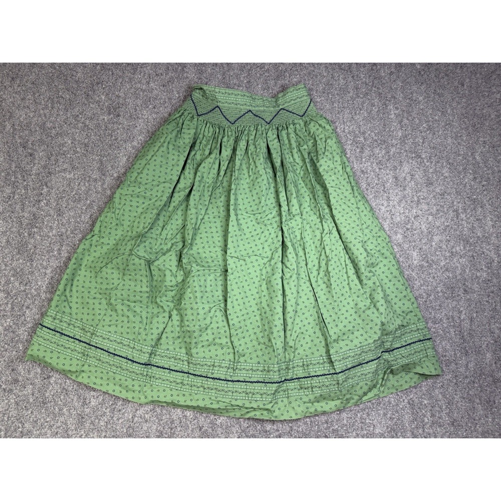 Vintage Alphorn Green Skirt Eur. Size 38 / Small Long Alpine Floral *See Info*